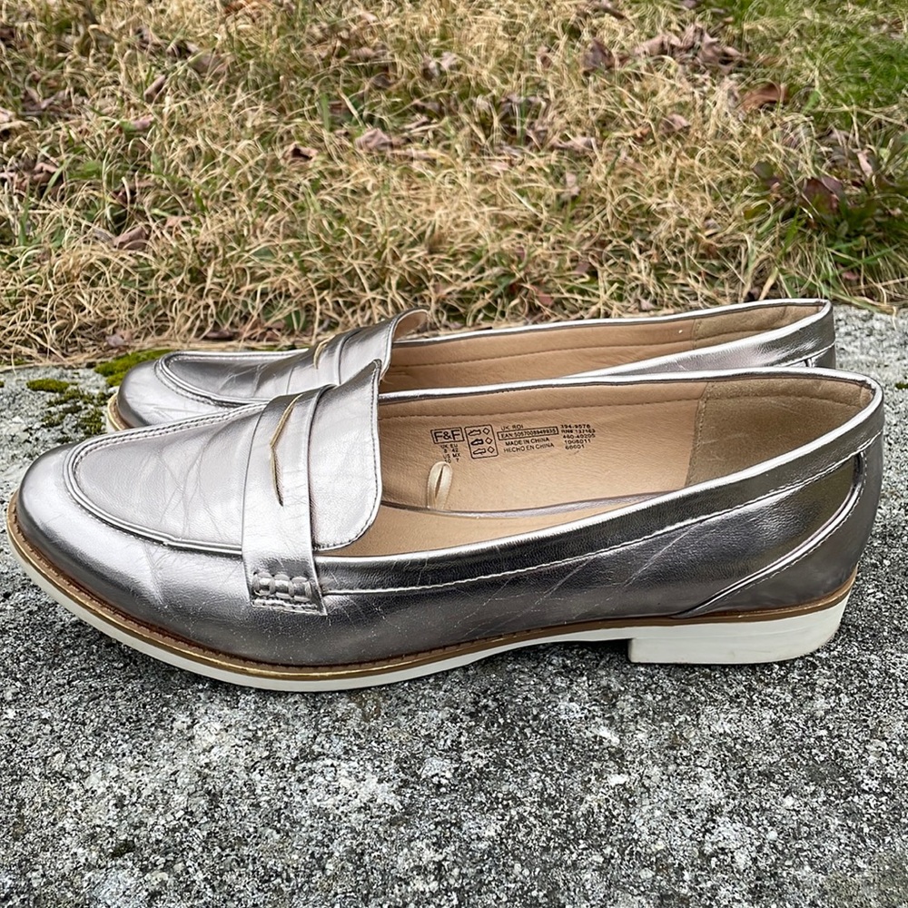 F&F silver loafers size 10 *but fit like 10.5*